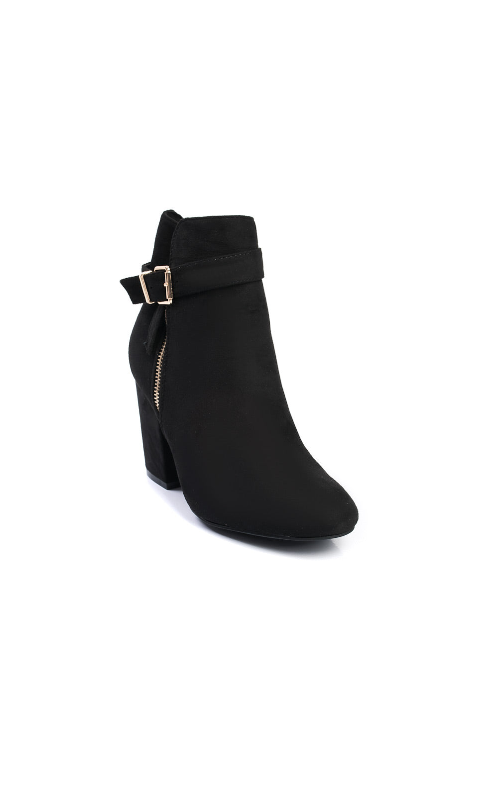 Buckle Faux Suede Ankle Boots