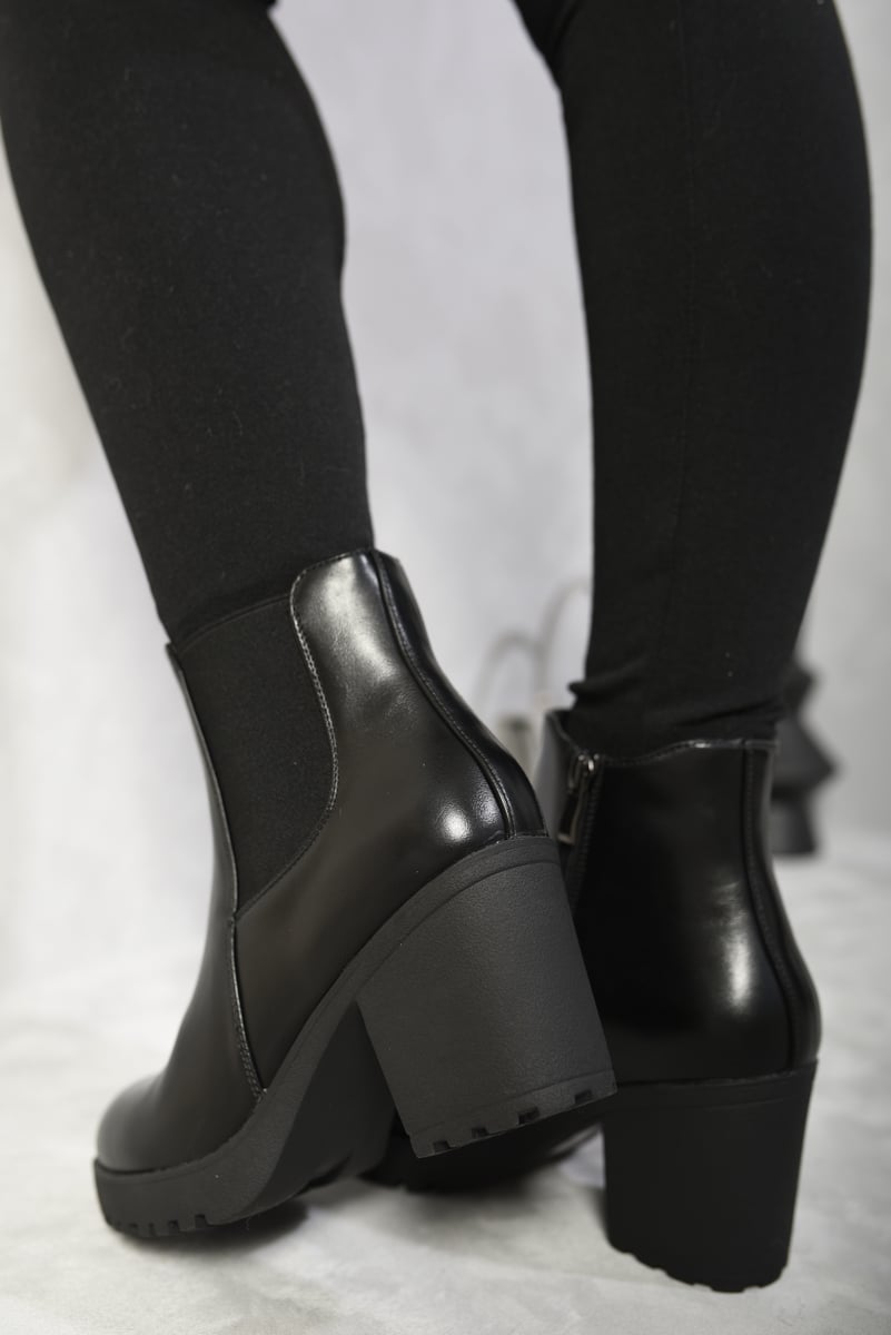 Block Chunky Heel Ankle Boots