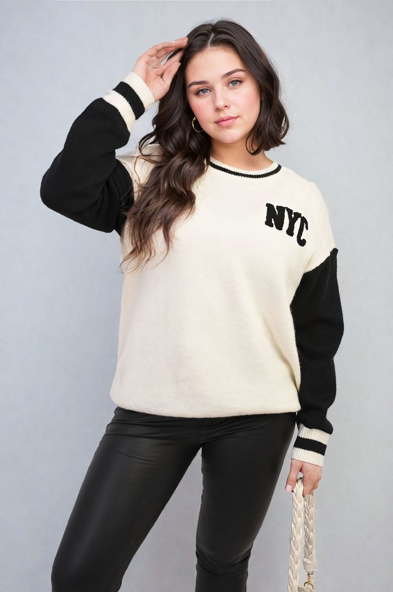 Brooklyn NYC Print Long Sleeve Knitted Jumper