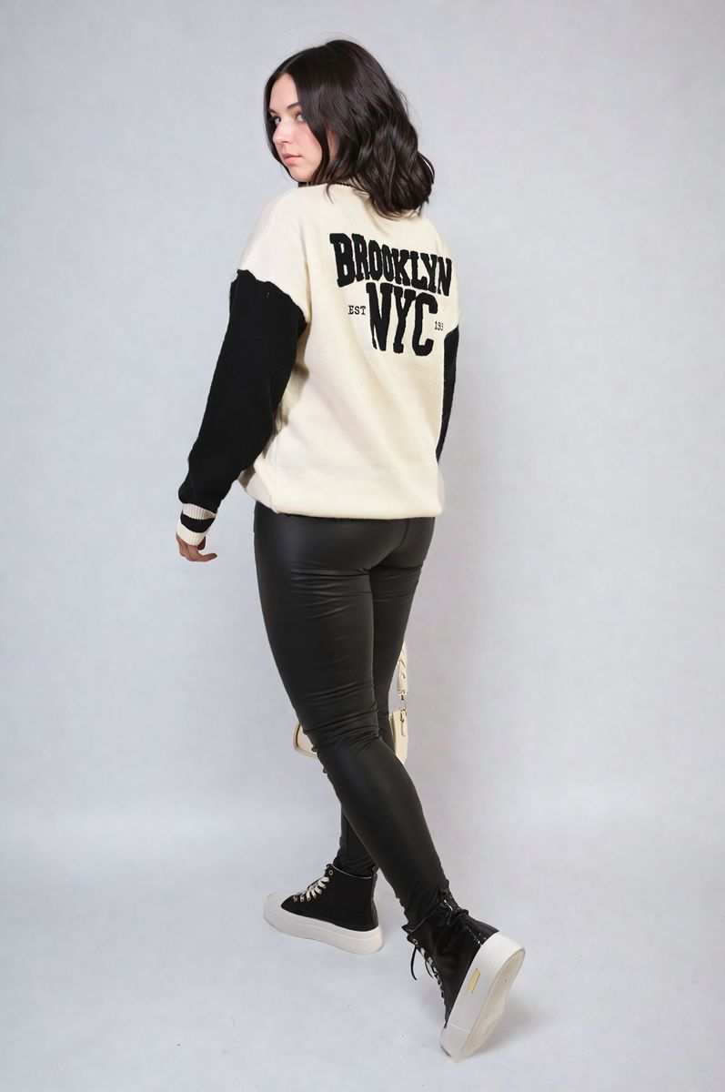 Brooklyn NYC Print Long Sleeve Knitted Jumper