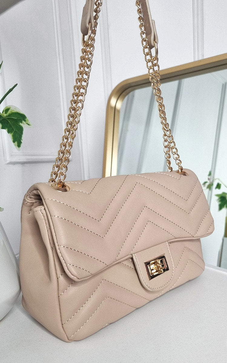 Faux Leather Chain Strap Shoulder Bag