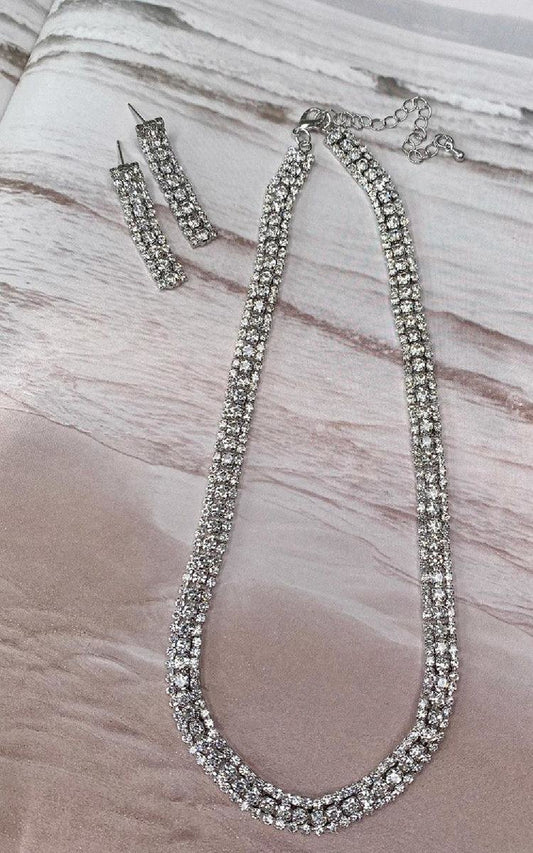 Diamante Necklace and Earrings Set