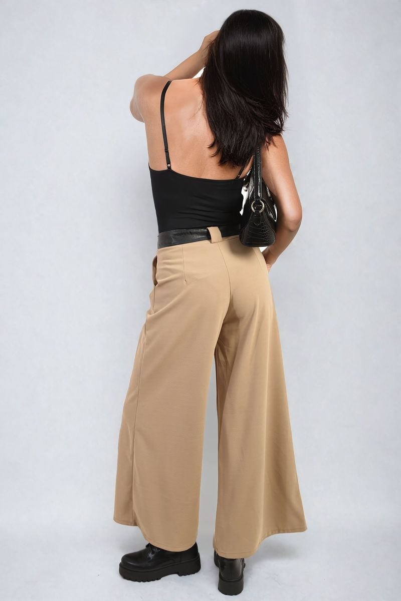 Belted High Waist Wide Leg Trouser