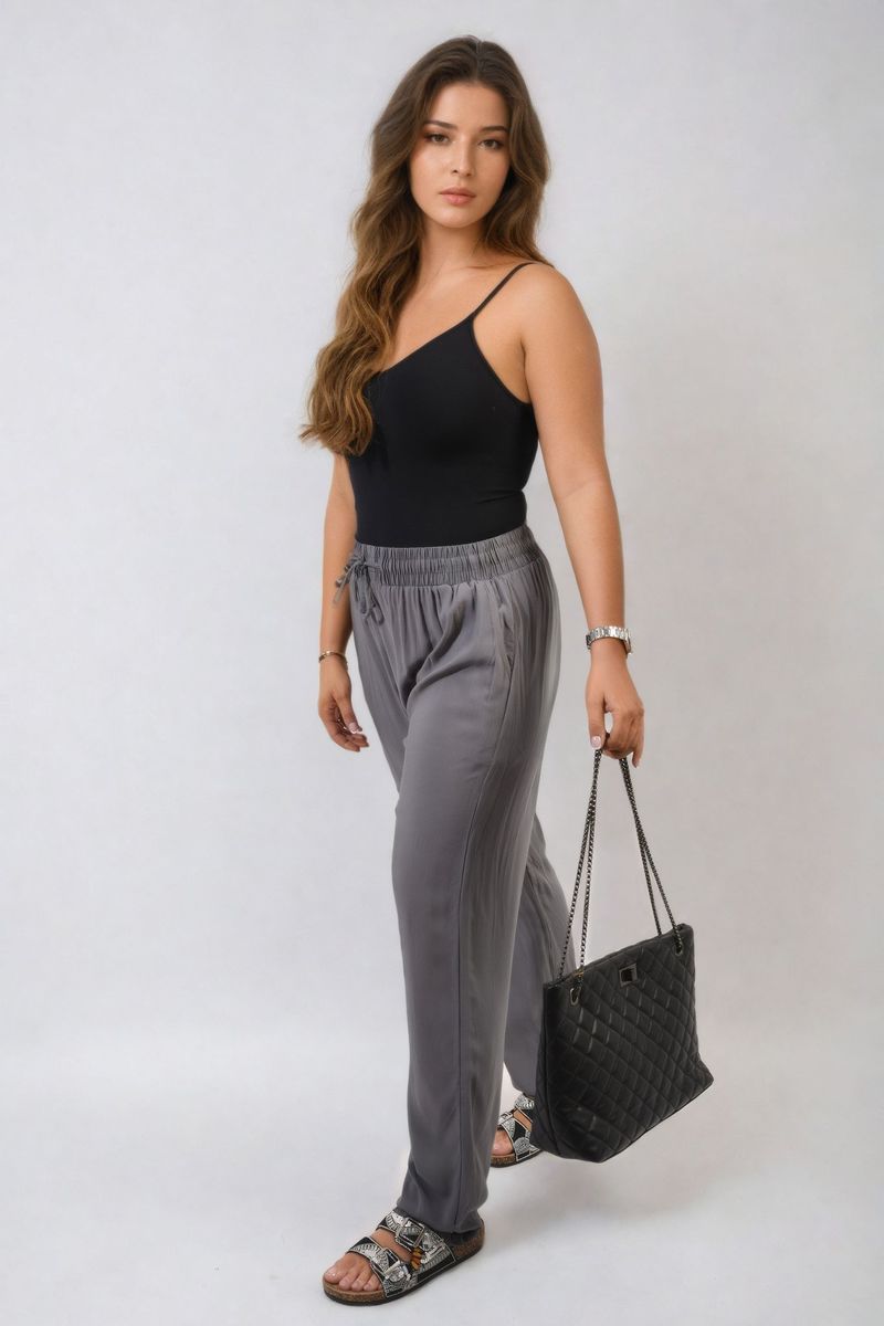 Drawstring High Waist Trouser with Side Pockets