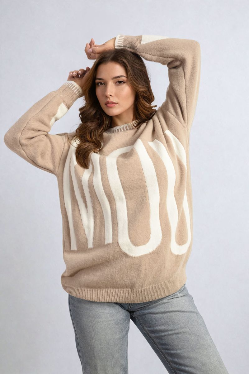 Amour Graphic Long Sleeve Knitted Jumper