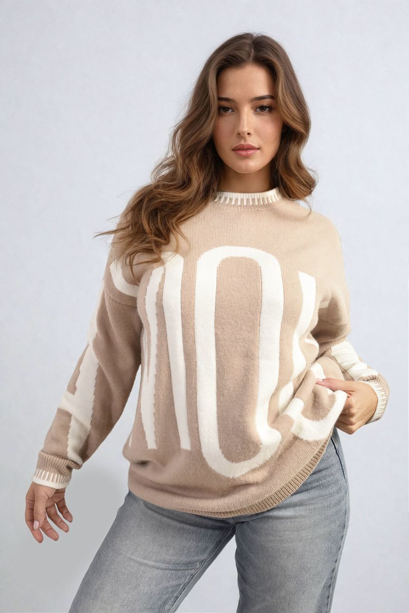 Amour Graphic Long Sleeve Knitted Jumper