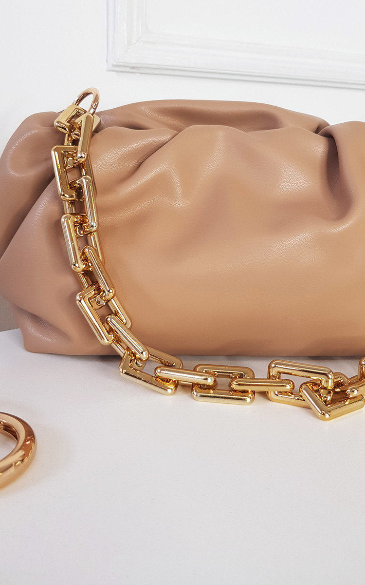 Faux Leather Chain Detail Bag